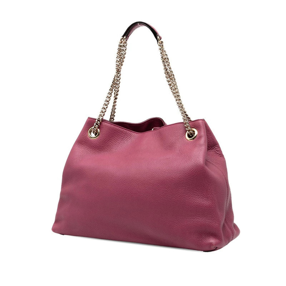 Gucci Tote Bag Shoulder Leather Soho Chain Purple